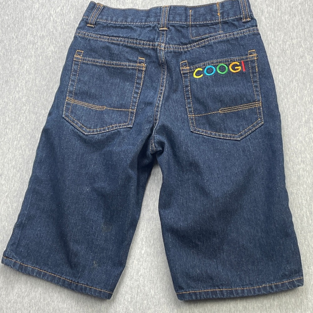 Vintage COOGI Denim Shorts Boys Size 10 Dark Wash Rainbow Logo Jorts Y2K 90's